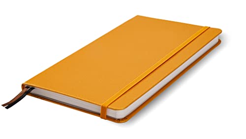 Minimalism Art, Premium Hard Cover Notebook Journal, Medium Size, A5 5.8" x 8.3", 186 Numbered Pages, Gusseted Pocket, Ribbon Bookmark, Extra Thick Ink-Proof Paper 120gsm (Squared, Amber)