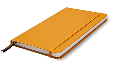 Minimalism Art, Premium Hard Cover Notebook Journal, Medium Size, A5 5.8" x 8.3", 186 Numbered Pages, Gusseted Pocket, Ribbon Bookmark, Extra Thick Ink-Proof Paper 120gsm (Squared, Amber)