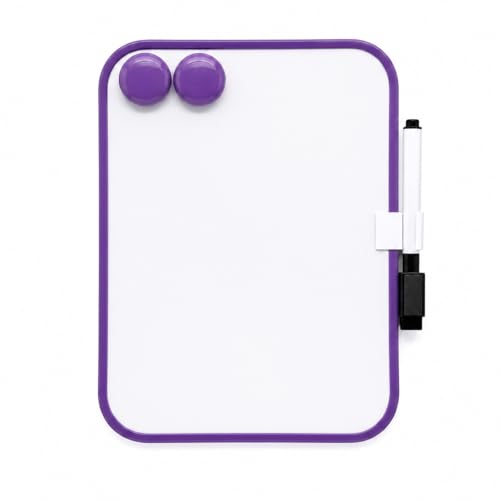 Magnetic Whiteboard, Erasable Notepad, Portable Drawing Board, Teaching Whiteboard, Magnetic Dry Erase Board for Lockers, 6" x 8" with Marker and 2 Magnets (Purple) - color: Purple