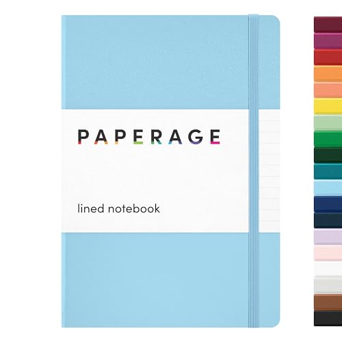 PAPERAGE Lined Journal Notebook, (Light Blue), 160 Pages, Medium 5.6 in x 8 in - 100 GSM Thick Paper – Hardcover Journaling Notebook for Work, School & Note Taking - color: Light Blue, style: A. Lined