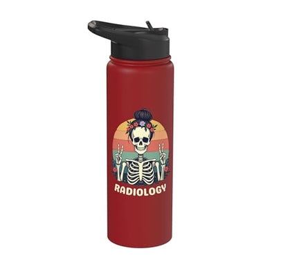 Funny Radiology Student Graduation Xray Technician Men Women Stainless Steel Insulated Water Bottle - color: Red