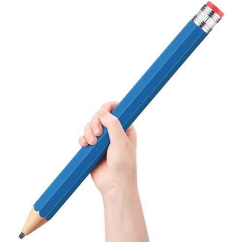 16 Inch Wooden Large Jumbo Pencils Giant Big Funny Wood Pencil with Cap and Eraser Fun Novelty Gifts for Kids School Kindergarten Home Office Prop Supplies(Blue) - color: Blue