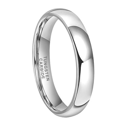 TUTISS 3mm 4mm 5mm 6mm 7mm 8mm 10mm Silver/Gold Tungsten Rings for Men Women Couple Fashion Jewelry Engagement Wedding Bands Domed Polished Comfort Fit - color: 4mm Tungsten