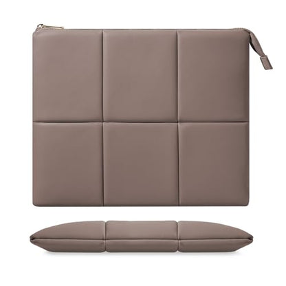 MoKo 13.3-14 Inch PU Leather Laptop Sleeve Fit with New Mac Neo 13", Mac Air 13'' M5 2026, Mac Pro 14'' M5, Mac Pro 13" M2/M1, Built-in Elastic Band, Laptop Carrying Case, Coffee - color: Coffee, size: 13.3-14 inch