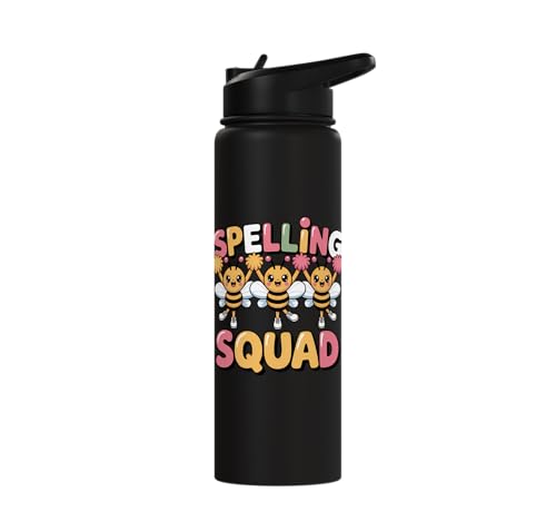 Spelling Squad Teacher Student Coach Classroom Stainless Steel Insulated Water Bottle - color: Black