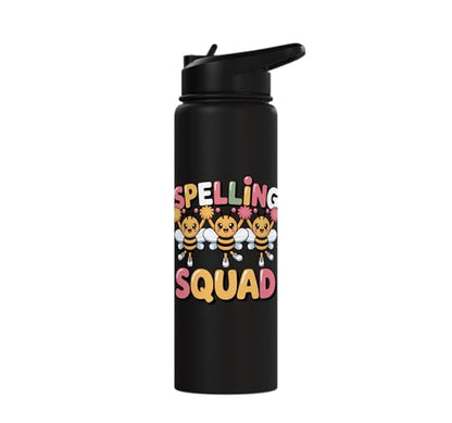Spelling Squad Teacher Student Coach Classroom Stainless Steel Insulated Water Bottle - color: Black