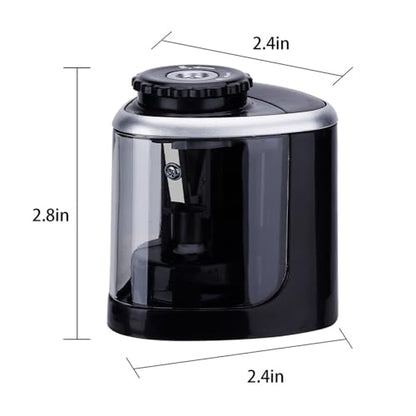 Automatic Pencil Sharpener with Auto Stop & Lead Breakage Protection – Ideal for Offices,Schools,Students,and Illustrators Quiet Operation,No Rough Edges,Black - color: Black