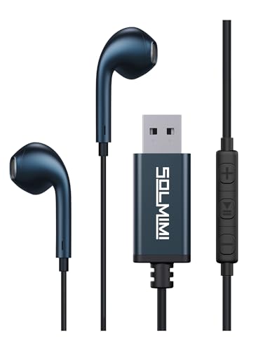 USB Earbuds with Microphone for PC Laptop, 2M/6.5ft USB-A Headset Headphone with Microphone for PC Computer Laptop PS4 PS5 Notebook Desktop Office Home with Volume Control& Mute