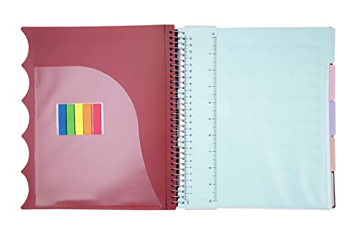 Mintra Office Durable PREMIUM Spiral Notebook (Chili Oil, 5 Subject (8.5in x 11in)) - color: Chili Oil, size: 5 Subject (8.5in x 11in)
