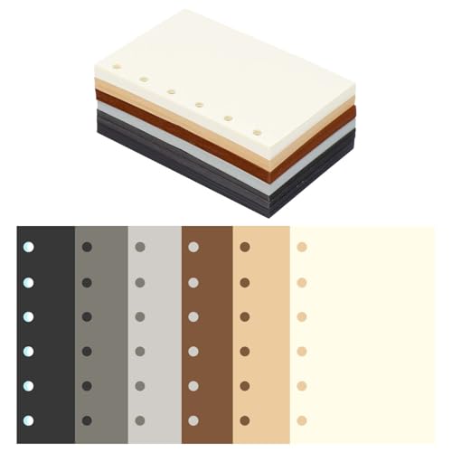 Mogoostry A7 Blank Filler Paper 6 Color Refill Paper for 6 Ring A7 Binder Planner Inserts 6 Hole Blank Note Paper Refills 300 Sheets Loose Leaf Paper - color: Dark 6 Color