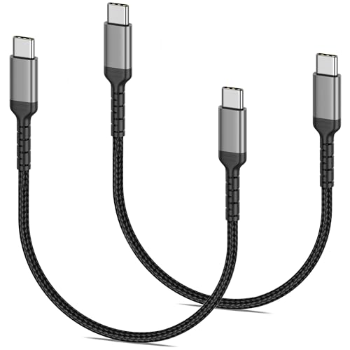 1.5ft USB C Charging Cable, 2 Pack Braided USB C to USB C Cable 60W/3A CarPlay USBC Cord Compatible with iPhone 15 Samsung Galaxy S23 Ultra Google Pixel, Short USB C to C Cable for Car - color: Black, size: 1.5 Feet