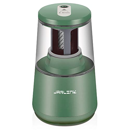 JARLINK Electric Pencil Sharpener, Heavy Duty Helical Blade, Auto Stop | Suitable for No.2/Colored Pencils(6-8mm), Dual Power AC Adapter/Battery Operated in School Classroom Office Home, Green - color: Green