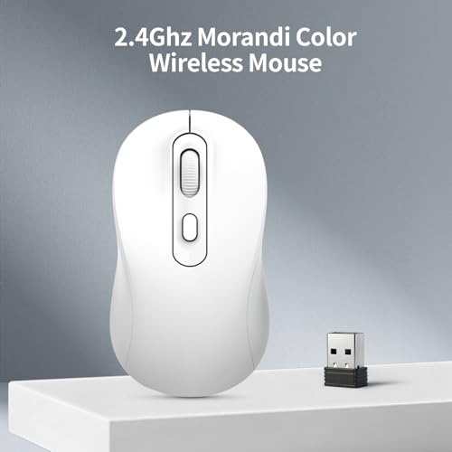 Wireless Mouse, 2026 New Model, Silent Click Ergonomic Design, Portable, 4 Buttons, Adjustable DPI (800/1200/1600), for Laptop/PC/Office (White) - color: white