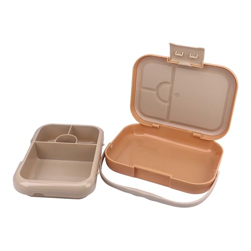 Bento Midi Lunch Box with carrying handle – 4 No-Mix Compartments | Microwave & Dishwasher Safe,Removable Tray | 900ML OZ (Pink Dark Powder ClevaRaff Friend) - color: Pink Dark Powder ClevaRaff Friend