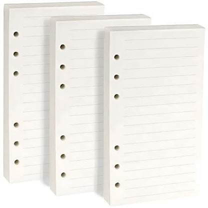 A6 Refill Paper,3 Pack Loose Leaf Paper,6-Holes Inserts Blank Filler Paper Leather Journal Notebook Refillable Paper for 6 Ring Refillable A6 Binder Notebook Planner (135 Sheets 270 Pages)