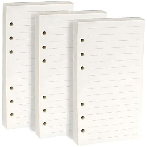 A6 Refill Paper,3 Pack Loose Leaf Paper,6-Holes Inserts Blank Filler Paper Leather Journal Notebook Refillable Paper for 6 Ring Refillable A6 Binder Notebook Planner (135 Sheets 270 Pages)
