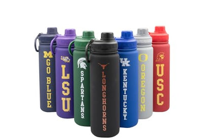 Texas Water Bottle - Black Double Walled Stainless Steel 24 oz Keeps Drinks Cold or Hot - color: Texas Longhorns - Black