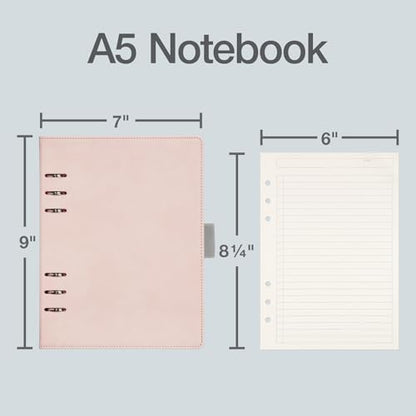Oxford 6-Ring Professional Notebook, 7 x 9 Inch, Refillable Notebook, Writing Journal, Ivory Paper, 100 Sheets, Blush Pink Faux Leather Cover (90005) - size: Blush