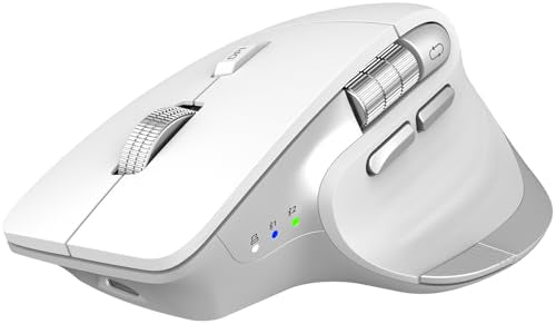 CITLLA Wireless Bluetooth Mouse, Ergonomic Rechargeable Silent Mouse with Multi-Device, Adjustable DPI, Flying Scroll & Thumb Wheel, Bluetooth Mice for Laptop, Computer, Tablet, Smartphone (White) - color: White