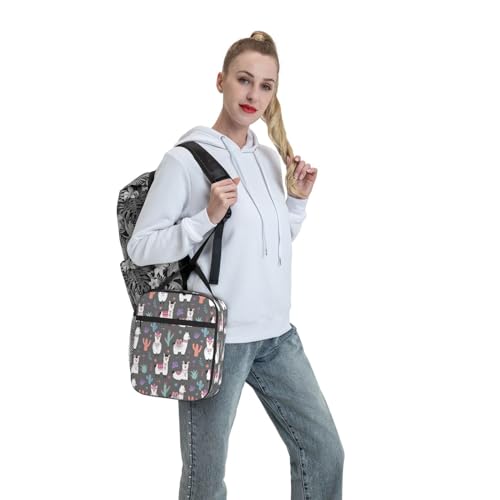 Cartoon Llama Alpaca Leakproof Lunch Bag Large Capacity Lunchbox Insulated Reusable Lunch Tote Bags Cooler Lunch Container For Work/Office/Picnic/Travel - color: Cartoon Llama Alpaca