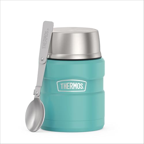 THERMOS Stainless King Vacuum-Insulated Food Jar with Spoon, 16 Ounce, Matte Teal - color: Matte Teal, size: 16 Ounce