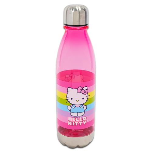 Hello Kitty Water Bottle Set - Bundle of 2 Reusable Sports Tumblers with Lid 23.6 Oz for Home & Sports Plus Tattoos, Phone Decal, More School Supplies