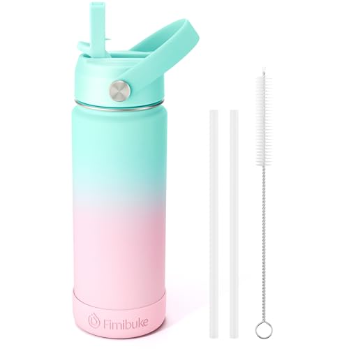 Fimibuke Kids Insulated Water Bottle - 18oz BPA-FREE 18/8 Stainless Steel Kid Cup with Straw Travel Tumbler Leak Proof Double Wall Vacuum Toddler Water Bottle for School Boys Girls (1 Pack,Bubble Gum) - color: B23. Bubble Gum