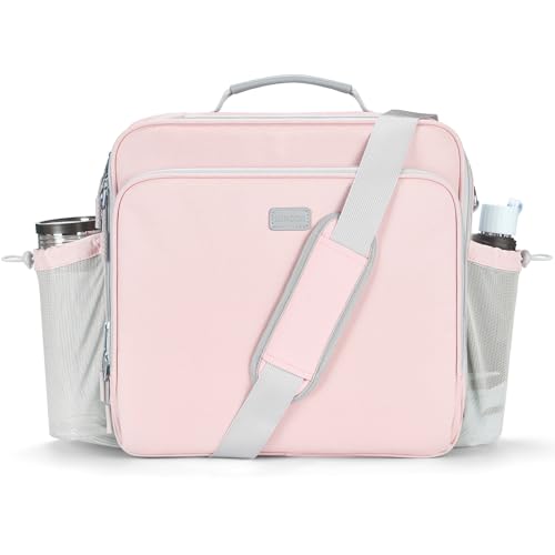 3 Inch 3-Ring Zipper Binder with Water Bottle Holder and Handle | D-Ring Zip Up Binder with Shoulder Strap, 700 Sheet Capacity, Compatible with 13" MacBook/Tablet, for School, Office, Pink - color: Pink
