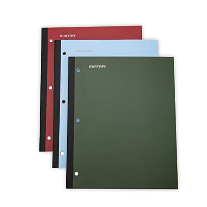 Mintra Wireless Notebook 3pk - 80 Sheets - College Ruled (Arctic Ice, Chili Oil, Green Olive) - color: Arctic Ice, Chili Oil, Green Olive