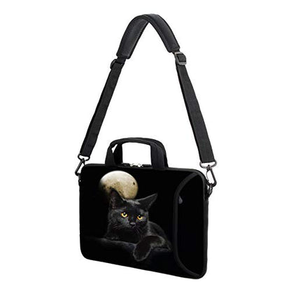 AMARY 13" 13.3" laptop sleeve chromebook case adjustable shoulder strap with handle accessory pocket (Cat) - color: Cat