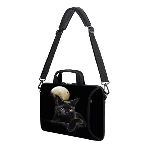 AMARY 13" 13.3" laptop sleeve chromebook case adjustable shoulder strap with handle accessory pocket (Cat) - color: Cat