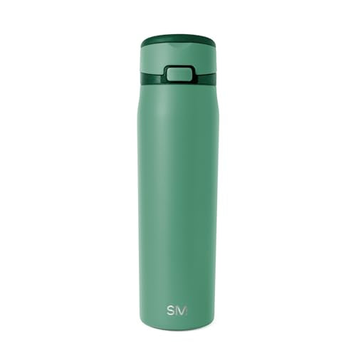 Simple Modern Mesa Loop Water Bottle with Straw | 24oz Cup Holder Friendly Insulated Stainless Steel Bottles for Travel, Sports and School | Basil - color: -Basil, size: 24 Ounces