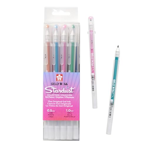 SAKURA 57913 16-Piece Gelly Roll Stardust Assorted Colors Cube Collection Glitter Pen Set - style: 16 Stardust Pens