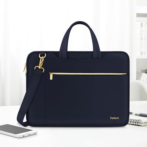 Ferkurn Laptop Case Bag Women Men Computer Sleeve with Shoulder Compatible with HP/Inspiron/Thinkpad/Vivobook/MSI/Surface, 15.6 inch, Deep Indigo - color: Deep Indigo, size: 15.6 inch