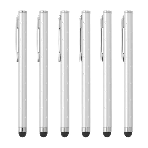 PATIKIL Stylus Pens for Touch Screens, 6 Pcs High Precision Universal Bling Stylus Crystal Metal Capacitive Pen for Touch Screen Devices Phone Tablets Laptop, Silver - color: Silver