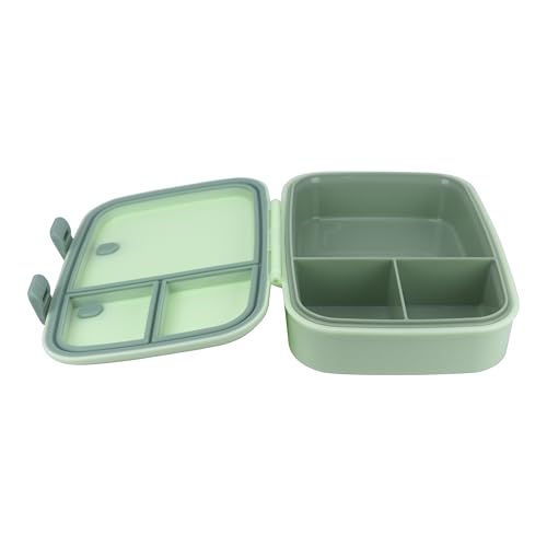 Kids Bento Explorer Lunch Box, 3 No-Mix Compartments, Microwave & Dishwasher Safe, Lightweight with Removable Tray, for Daycare, Preschool, School (Green Light Mint) - color: Green Light Mint