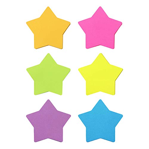 SIMONA Star Shape Sticky Notes 3x3 Inch, 6 Bright Colors, 450 Sheets | Cute Design Self-Sticky Note Pads, 6 Multiple Colors Sticky Notes for Office, School, Family - color: 6 Pads