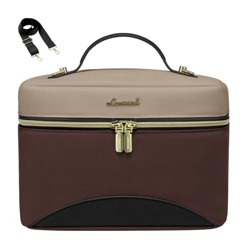 LOVEVOOK Insulated Lunch Bag for Women,Adult Lunch Box for Women,Leakproof Cooler Bag for Office Picnic Hiking Beach,Lunch Tote Bag with Adjustable Shoulder Strap - color: Dark Brown, size: Medium