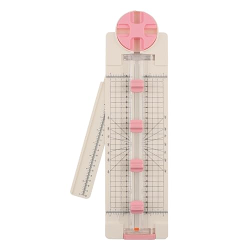 Paper Cutter for Craft, 4-in-1 Paper Trimmer, Multi-Function Scrapbooking Tool with Straight, Wave, Perforated & Creasing Blades for Craft Paper,Cardstock, Coupon, Label, Photo(Color:Pink) - color: Pink