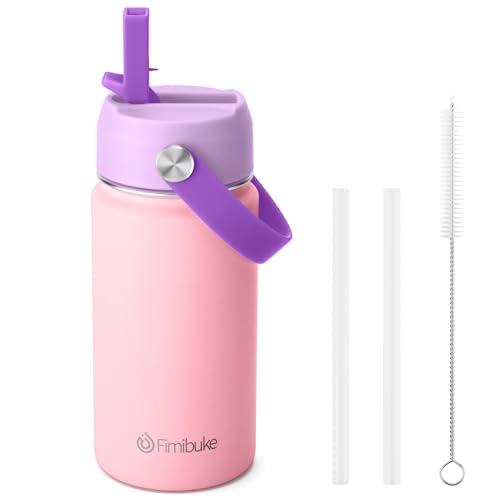 Fimibuke Kids Insulated Water Bottle - 14oz BPA-FREE 18/8 Stainless Steel Travel Tumbler Leak Proof Double Wall Vacuum Kids Cup with Straw Metal Water Bottle for School Boys Girls (1 Pack, Candy) - color: B21. Candy