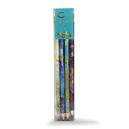Channie's No. 2 HB 4 Gold Leaf Pencils Set of 12 - Fun Wooden Pencils with Colorful Abstract Patterns - Cute Desk Accessories - style: No. 2 HB Gold Leaf Pencils Set of 12
