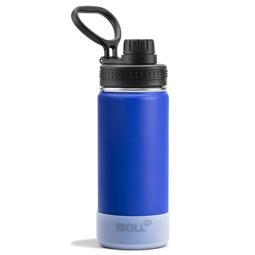 Kids Insulated Water Bottle with Spout Lid-16 oz Stainless Steel Vacuum Wide Mouth Sports Water Bottle for Back to School-Reusable Metal Leak Proof Travel Water Flask, BPA-Free(Navy) - color: Navy, size: 16 Ounces