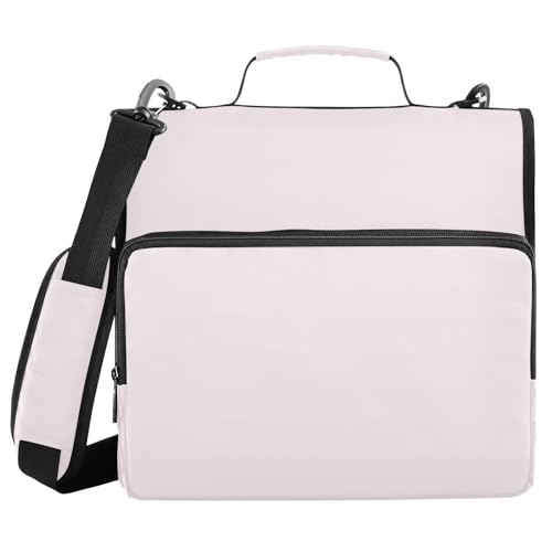 1.5 Inch 3 Rings Binder Organizer with Handle Multi-Pocket Portfolios Portfolio Organizer for School Blush - color: Blush