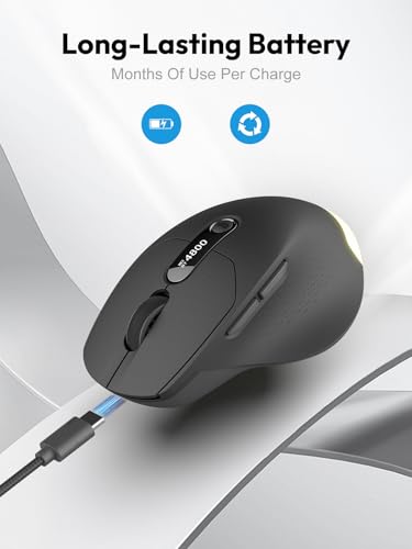 XBG B18Pro Tri-Mode Wireless Mouse with LED Display, Bluetooth 5.0/2.4G/Wired Ergonomic Mouse, 4800 DPI Silent Rechargeable Computer Mouse for Laptop, iPad, Mac, Windows, Office & Business, Black - style: B18 Pro-Black