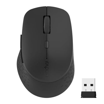 Rapoo M300G Silent Wireless Mouse, Bluetooth Mouse for Laptop, 2.4GHz with USB Receiver, 2400 Adjustable DPI Optical Tracking, 1 Year Battery Life, Compatible with PC, Black - color: Matte Black