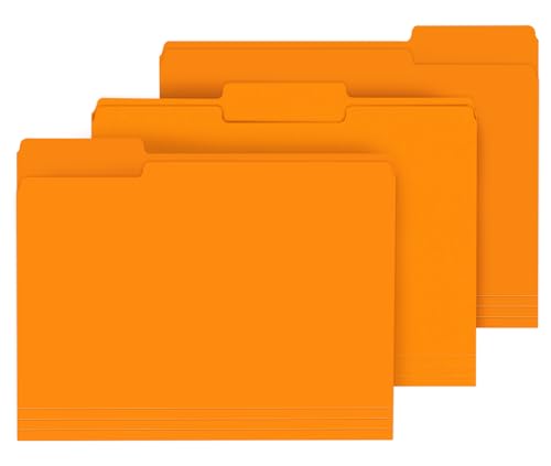 File Folder, PANDRI 120 Pack File Folder, 1/3 Cut Tab, Letter Size, Filing Folder for Office School Business, Orange - color: Orange