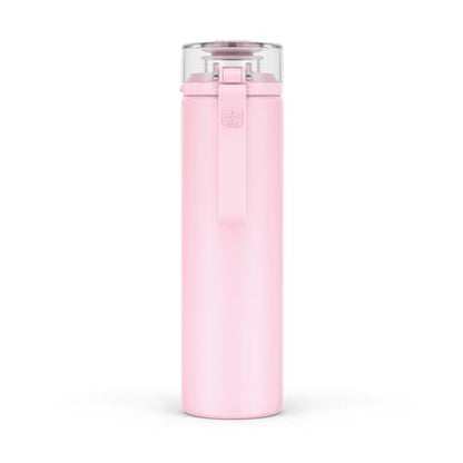 Ello Syndicate 20oz Reusable Glass Water Bottle with One-Touch Leak Proof Flip Lid, Protective Non-Slip Silicone Sleeve, Carry Loop for Coffee, Tea and Water, BPA-free, Dishwasher Safe, Cashmere Pink - color: Cashmere Pink