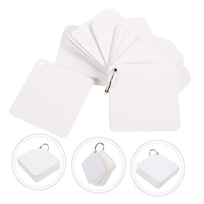 Blank Flash Cards with Metal Binder Rings Pre-punched Index Notecards for Studying Note-taking Crafting Heavy Duty Cardstock Cards Includes Rings - size: 7.80X7.80X0.01CM