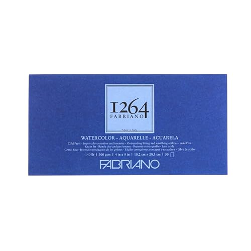 Fabriano 1264 Watercolor Pad, 4" x 8", Glue Bound - size: 4 x 8