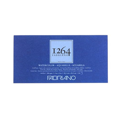 Fabriano 1264 Watercolor Pad, 4" x 8", Glue Bound - size: 4 x 8